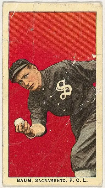 Baum, Sacramento, Pacific Coast League, from the "Obak Baseball Players" set (T212), issued by the American Tobacco Company to promote Obak Mouthpiece Cigarettes — American Tobacco Company
