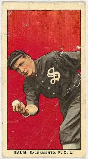 Baum, Sacramento, Pacific Coast League, from the "Obak Baseball Players" set (T212), issued by the American Tobacco Company to promote Obak Mouthpiece Cigarettes