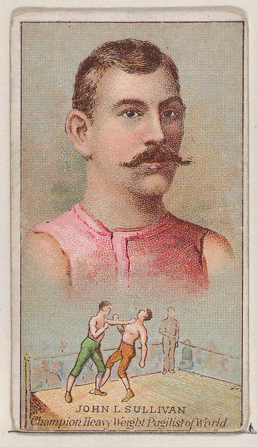 John L. Sullivan, Champion Heavy Weight Pugilist of the World, from the Champions of Games and Sports series (N184, Type 2) issued by W.S. Kimball & Co. — W.S. Kimball & Co.