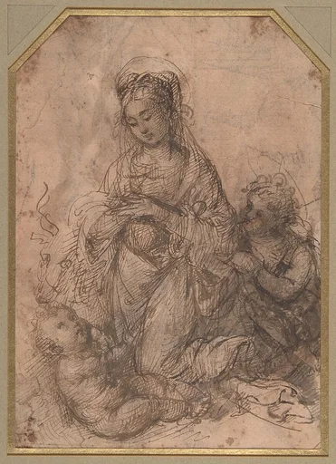 Virgin Adoring the Christ Child with Saint John the Baptist (recto); The Holy Family with Saint John the Baptist (verso).