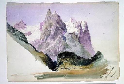 Wellhorn and Wetterhorn from Brunig (overleaf) (from "Splendid Mountain Watercolours" Sketchbook)