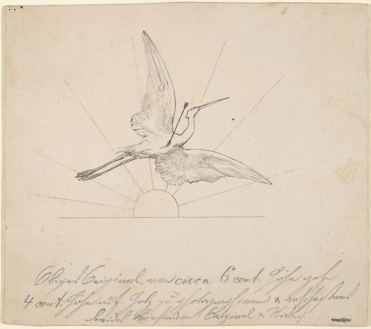 Wounded Crane with an Arrow in its Breast Before Setting Sun — Max Klinger
