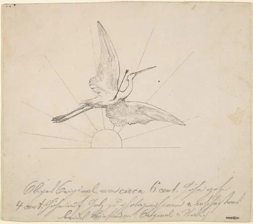 Wounded Crane with an Arrow in its Breast Before Setting Sun