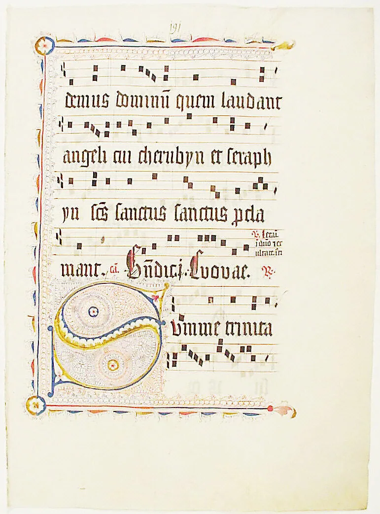 Manuscript Leaf with Initial S, from an Antiphonary — Unknown