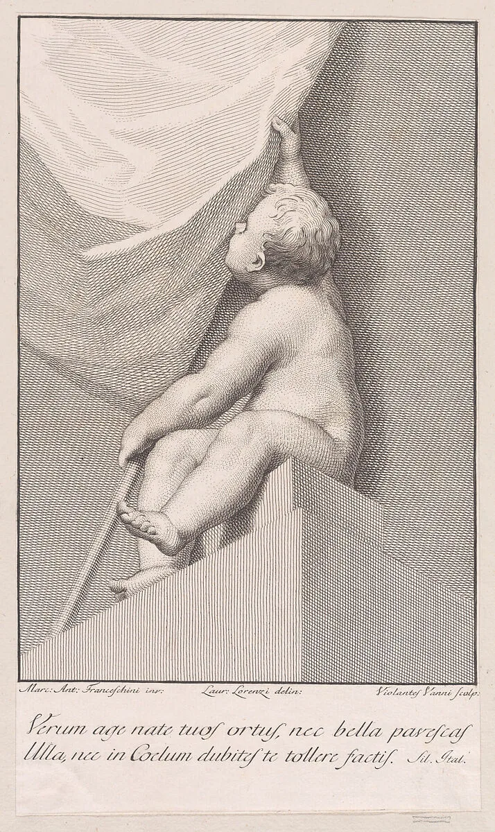 Putto with a banner — Lorenzo Lorenzi|Violante Vanni|Marcantonio Franceschini