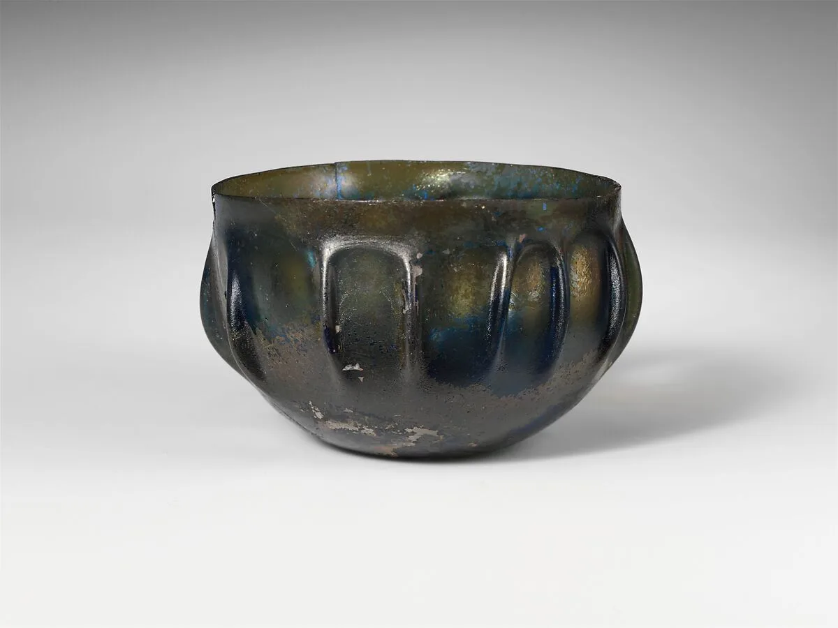 Glass ribbed bowl — Unknown