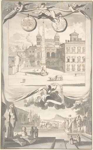 A View of the Obelisk and Saint John in Lateran (above) and a View of an Egyptian Site (?) (below)