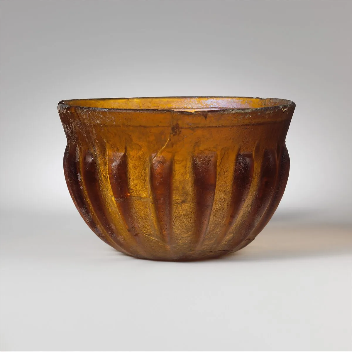 Glass ribbed bowl — Unknown