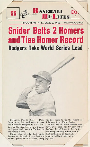 Duke Snider #55 from Nu-Card Baseball Hi-Lites series (W460) — Nu-Card, Inc.