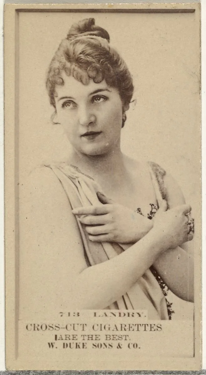 Card Number 713, Landry, from the Actors and Actresses series (N145-3) issued by Duke Sons & Co. to promote Cross Cut Cigarettes — W. Duke, Sons & Co.