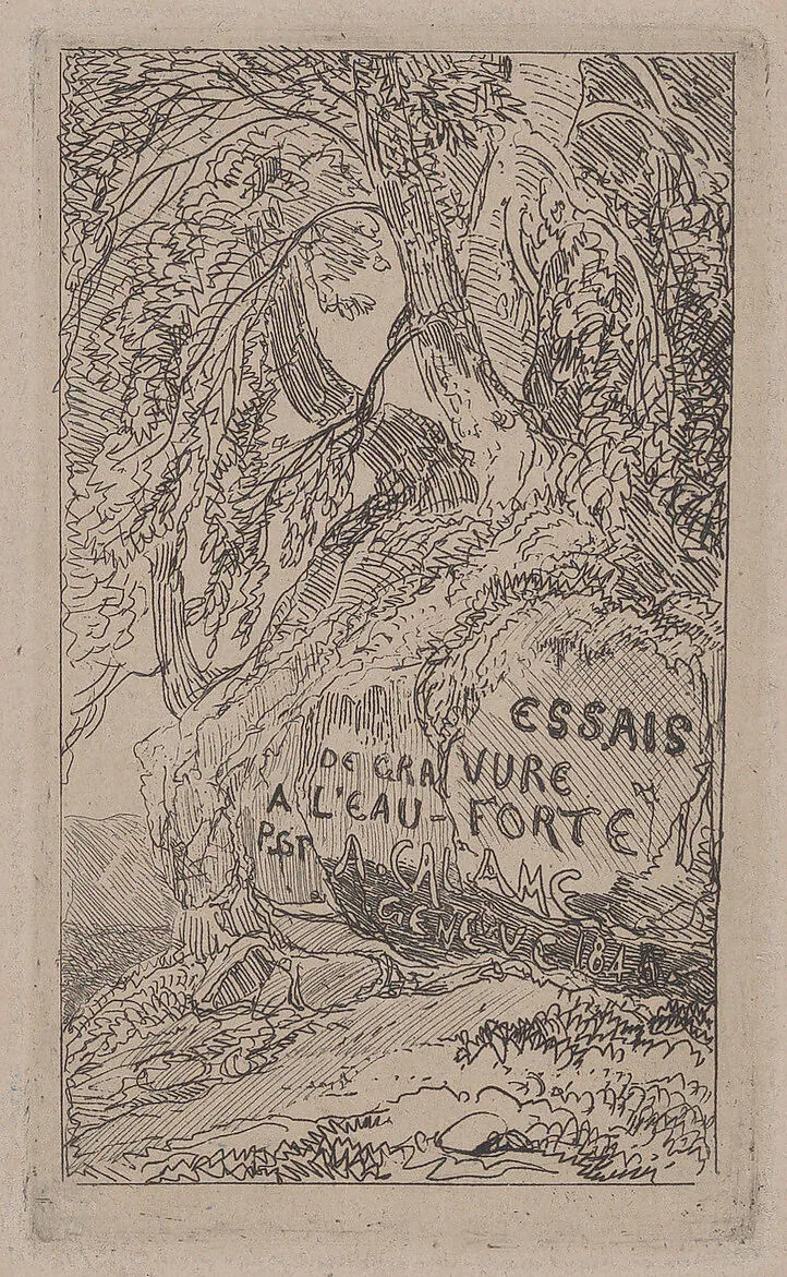 Title page for "Trials at Etching" — Alexandre Calame