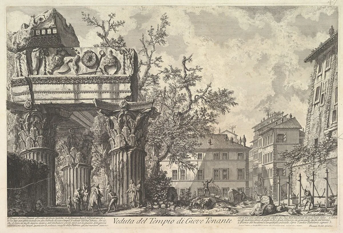 The Temple of Vespian (Veduta del Tempio di giove Tonante) — Giovanni Battista Piranesi