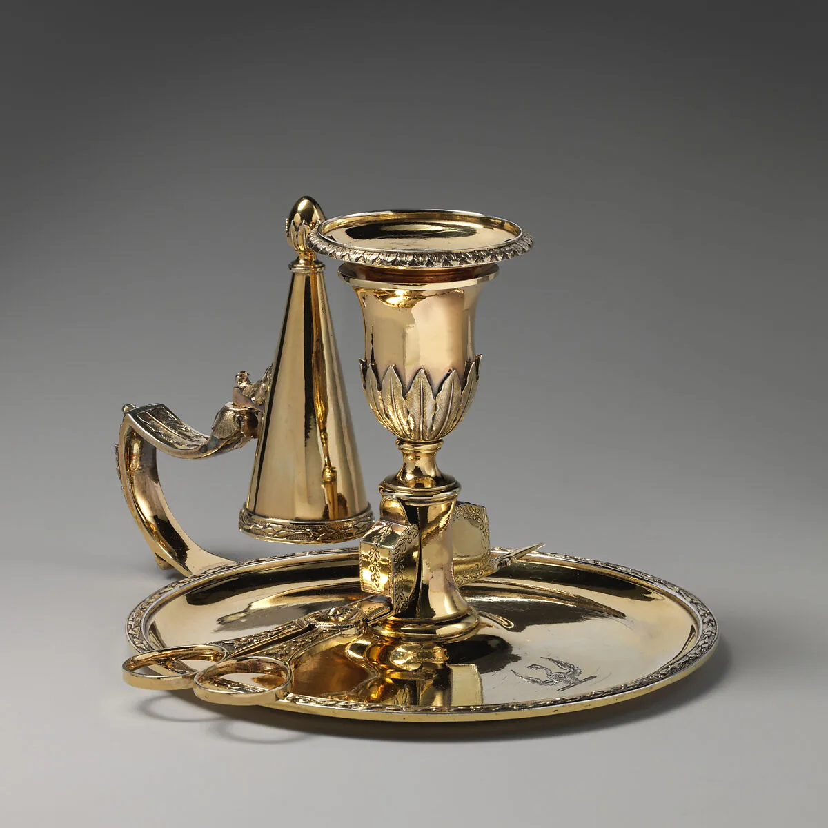 Chamberstick with snuffers (one of a pair) — Wilkes Booth|John Scofield