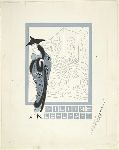 "Victime de l'art. . . ," Illustration for "Harper's Bazar"