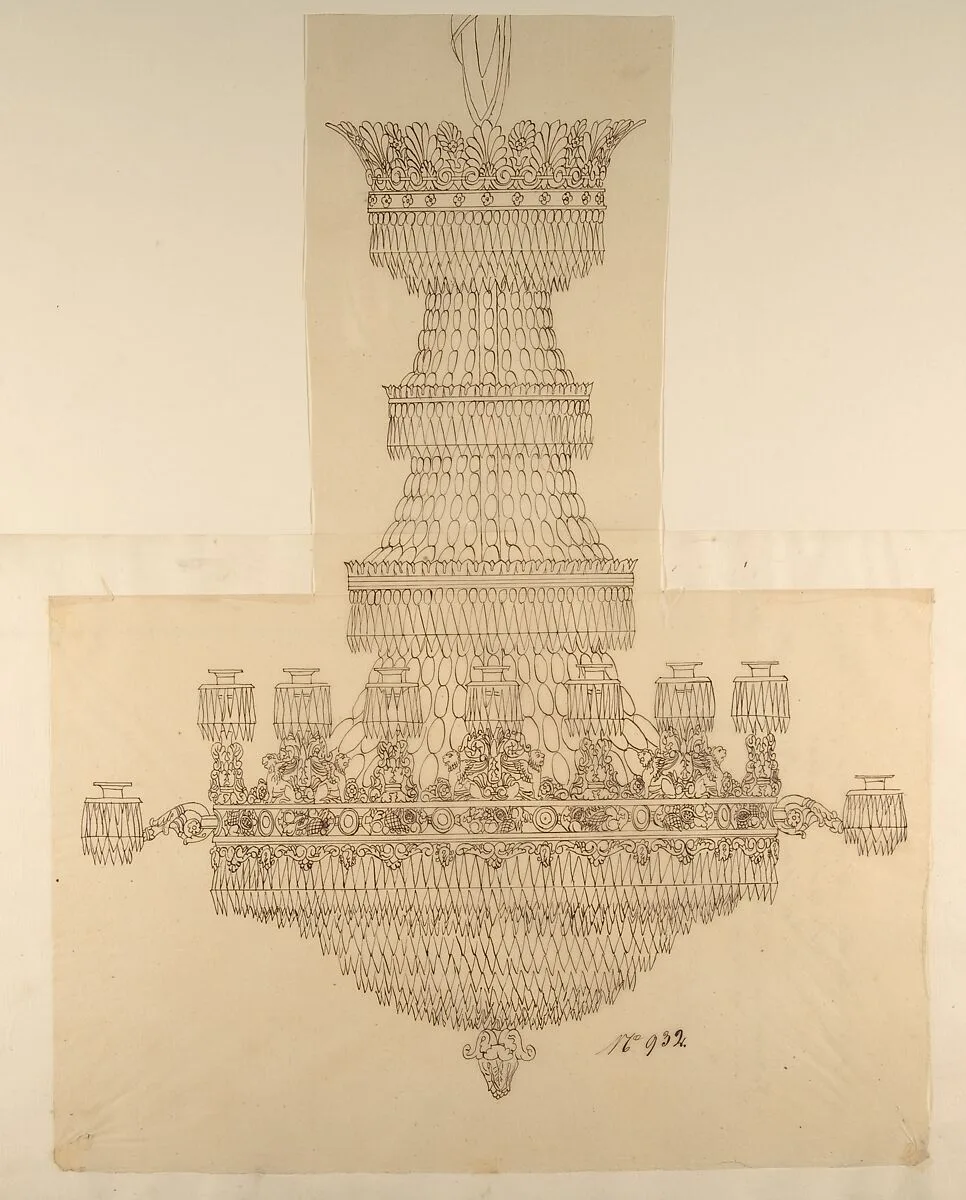 Design for a Crystal Chandelier — Anonymous, French, 19th century