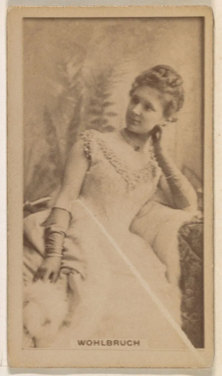Miss Wohlbruch, from the Actresses series (N245) issued by Kinney Brothers to promote Sweet Caporal Cigarettes — Kinney Brothers Tobacco Company