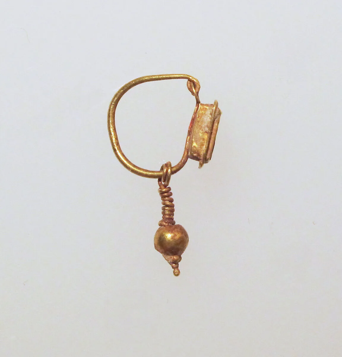 Earring with ball pendant and paste setting — Unknown