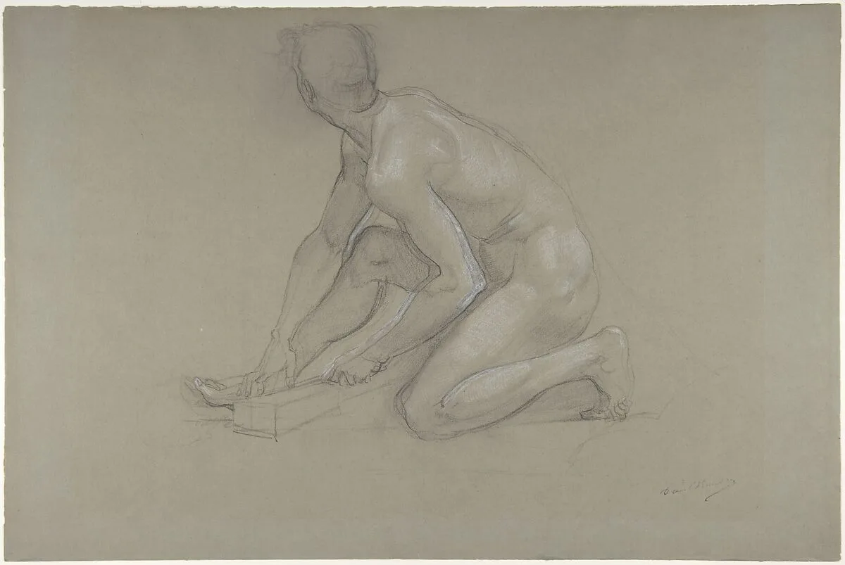 Crouching Nude Male Figure — Paul Baudry