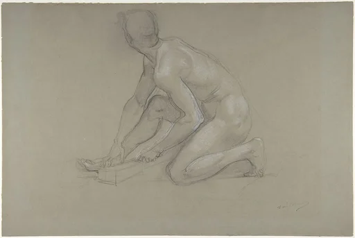 Crouching Nude Male Figure