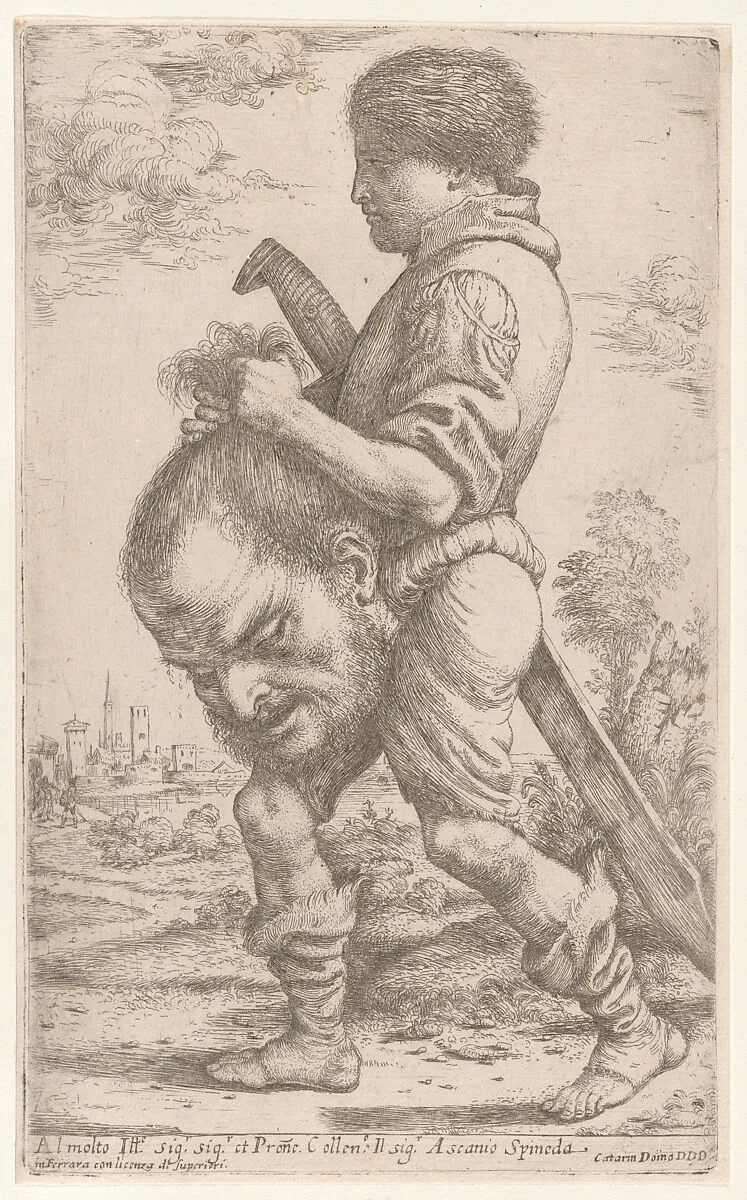David carrying the head of Goliath, which he holds by the hair — Giuseppe Caletti, called Cremonese|Caterino Doino