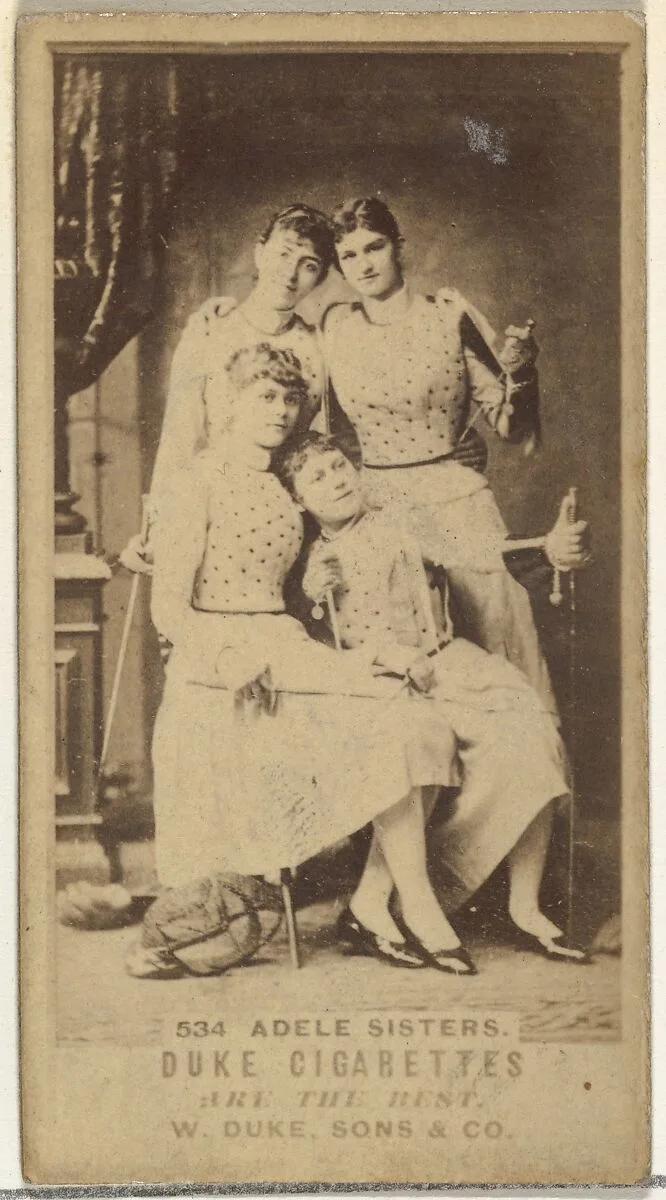 Card Number 534, Adele Sisters, from the Actors and Actresses series (N145-7) issued by Duke Sons & Co. to promote Duke Cigarettes — W. Duke, Sons & Co.