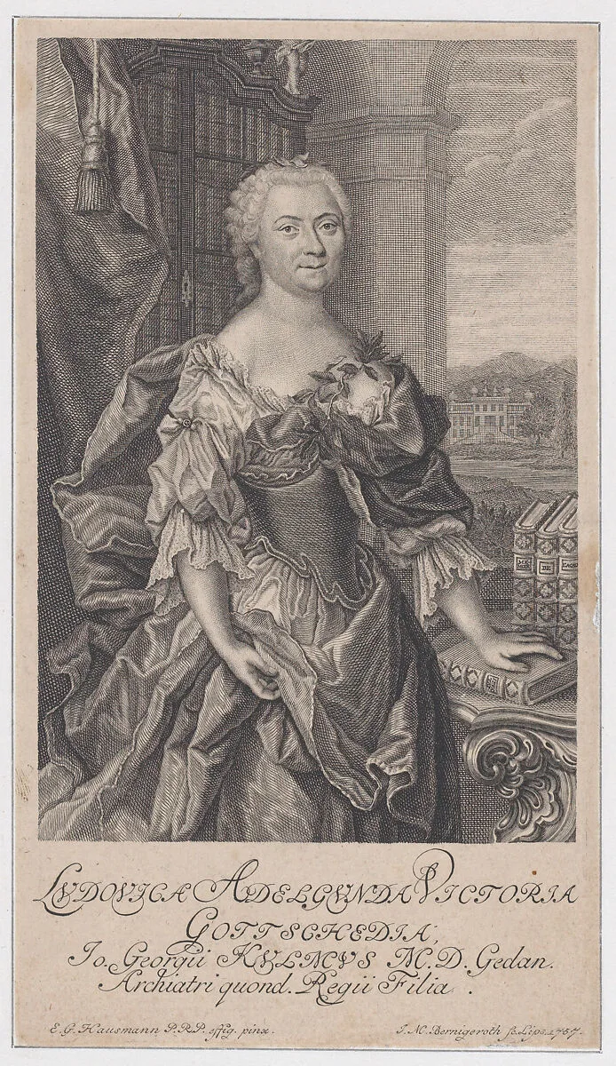 Portrait of Luise Gottsched — Elias Gottlob Hausmann|Johann Martin Bernigeroth|Luise Adelgunde Victoria Gottsched