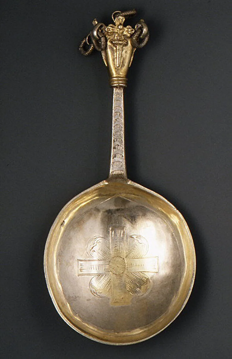 Crown-top spoon (one of three) — Unknown