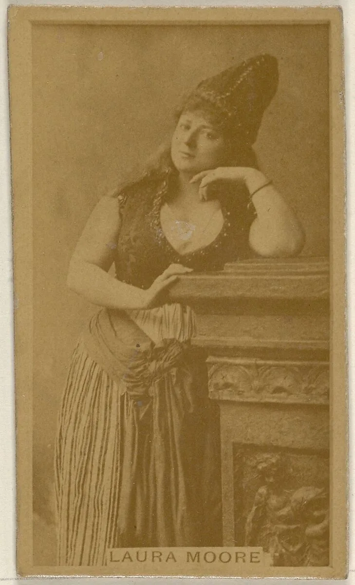 Laura Moore, from the Actors and Actresses series (N45, Type 8) for Virginia Brights Cigarettes — Allen & Ginter