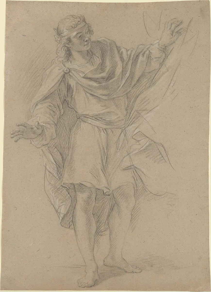 Man Pulling a Curtain Aside — Etienne Parrocel