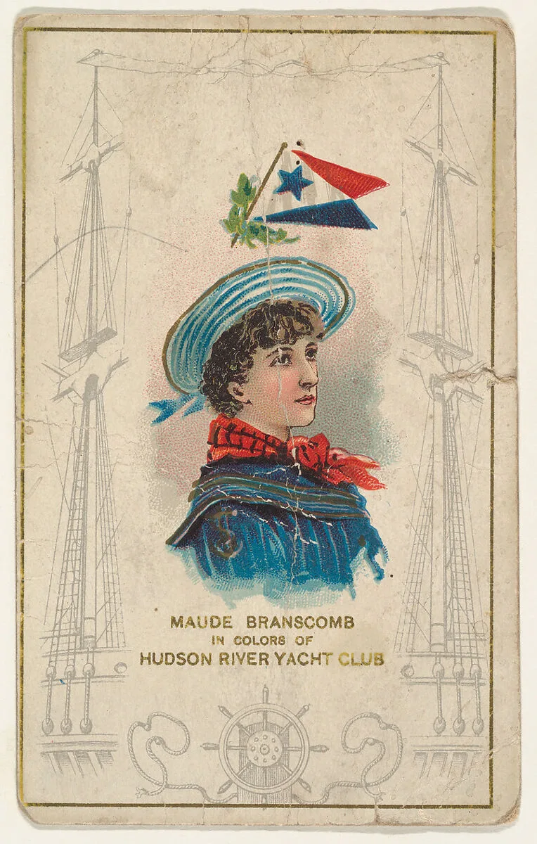 Maude Branscomb in Colors of Hudson River Yacht Club, from the Yacht Colors of the World series (N140) issued by Duke Sons & Co. to promote Honest Long Cut Tobacco — W. Duke, Sons & Co.