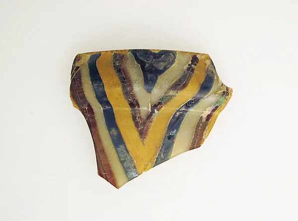Glass mosaic striped mosaic bowl fragment — Unknown