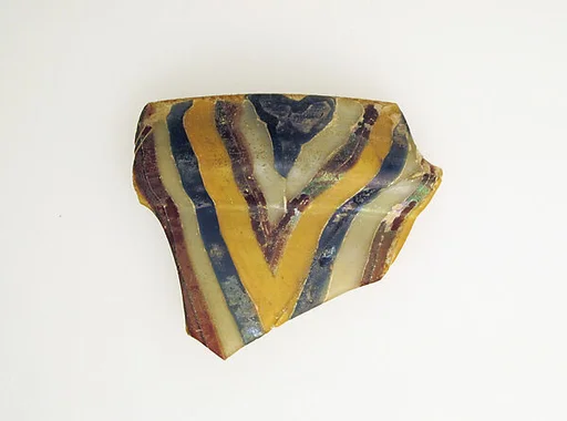 Glass mosaic striped mosaic bowl fragment