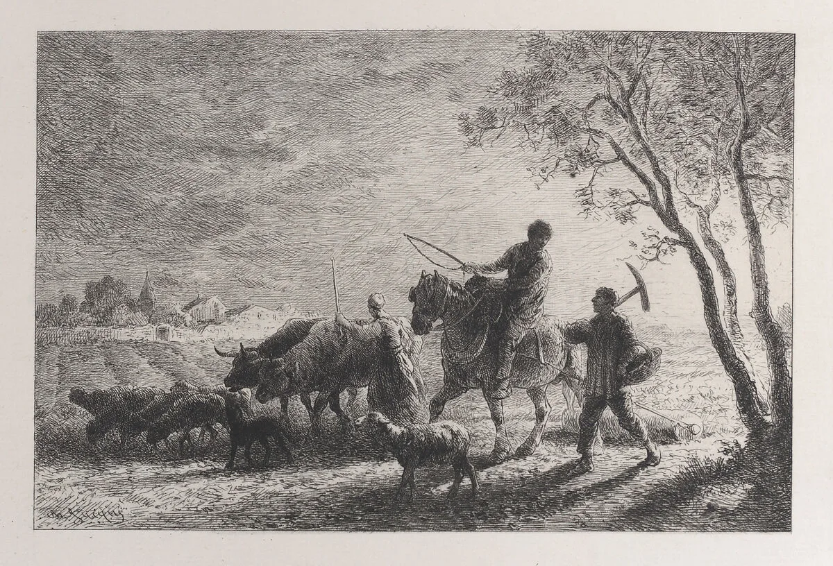 The Return from the Fields — Charles Jacque|Auguste Delâtre
