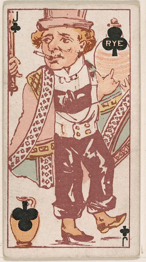 Jack of Clubs, from Harlequin Cards, 2nd Series (N220) issued by Kinney Bros. — Kinney Brothers Tobacco Company