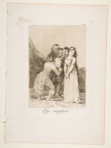 Plate 14 from "Los Caprichos": What a sacrifice! (Que sacrificio!)