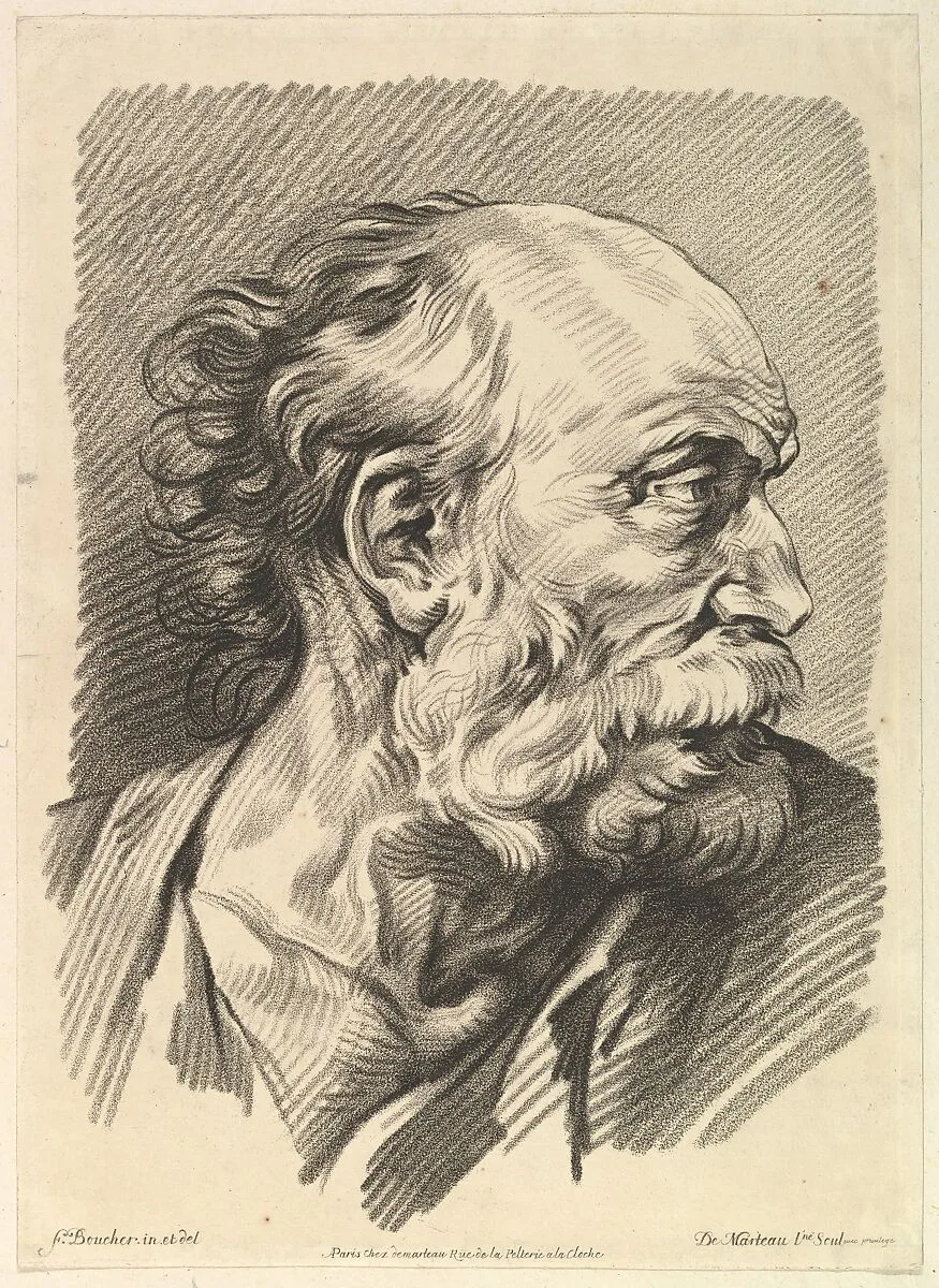 Head of a Man — François Boucher|Gilles Demarteau