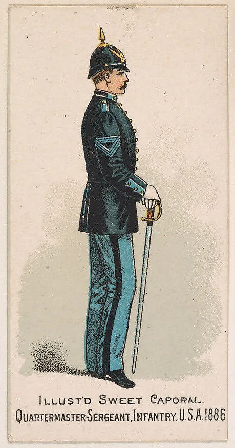 Quartermaster-Sargeant, Infantry, United States Army, 1886, from the Military Series (N224) issued by Kinney Tobacco Company to promote Sweet Caporal Cigarettes — Kinney Brothers Tobacco Company