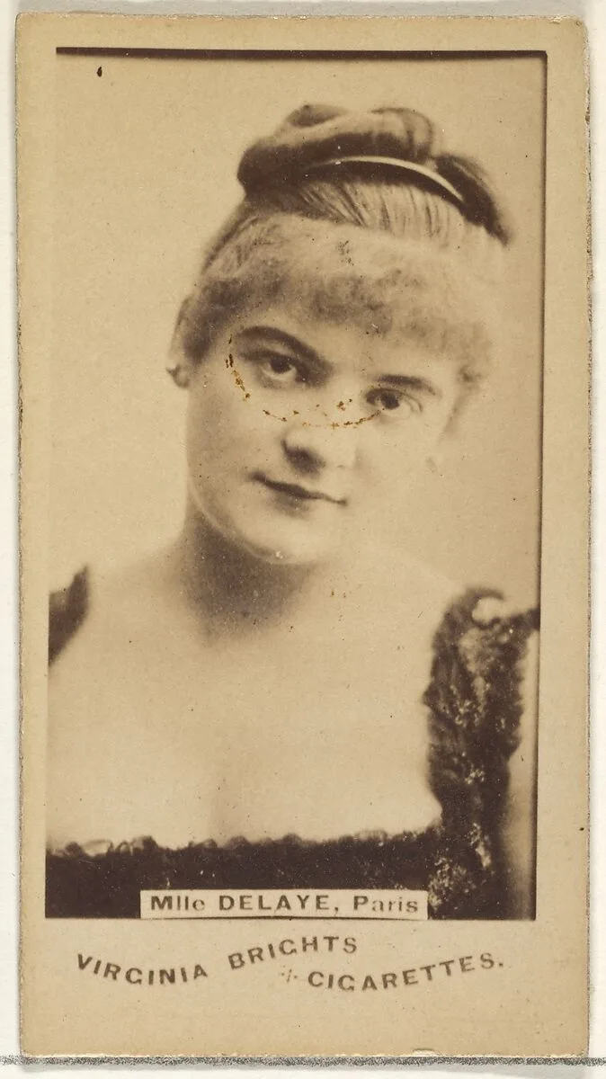 Mlle. Delaye, Paris, from the Actors and Actresses series (N45, Type 1) for Virginia Brights Cigarettes — Allen & Ginter