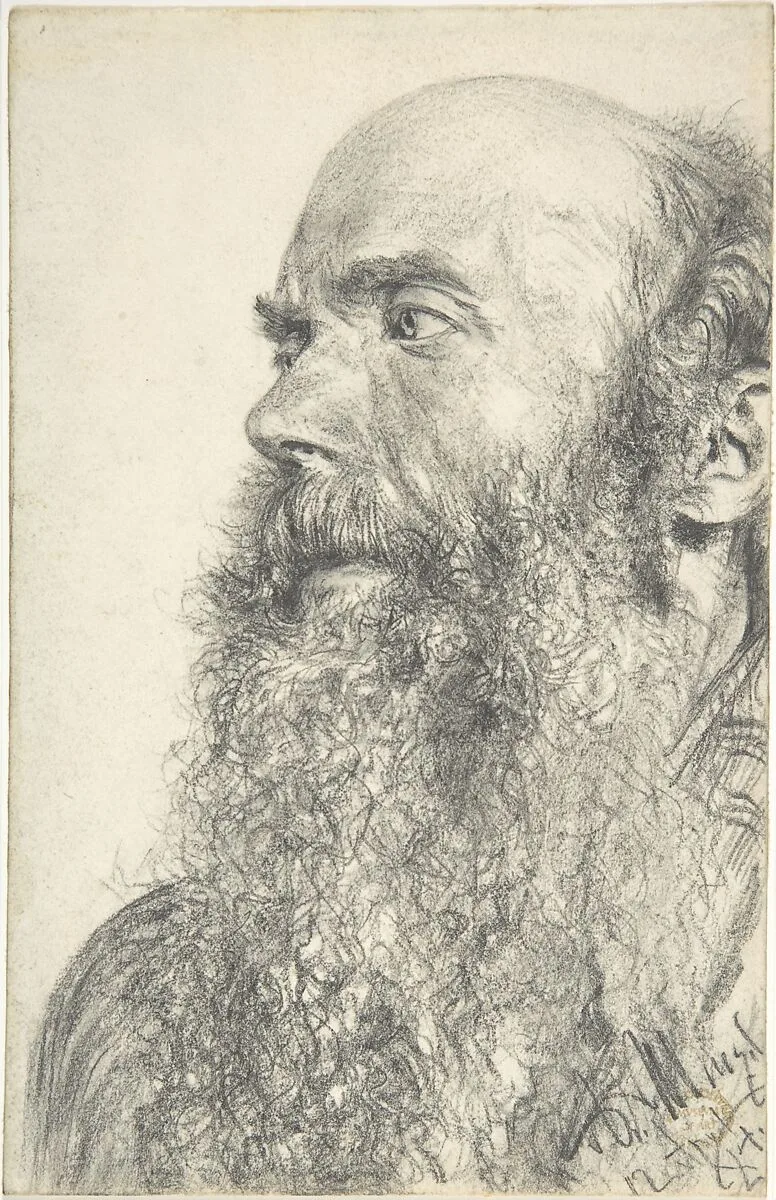 Head of a Bearded Man — Adolph Menzel