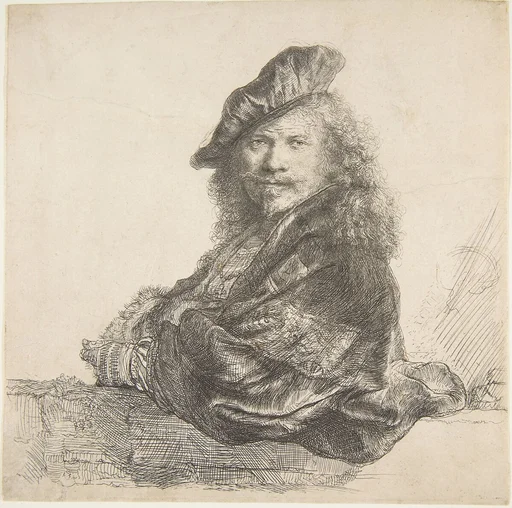 Self-Portrait, Leaning on a Stone Wall