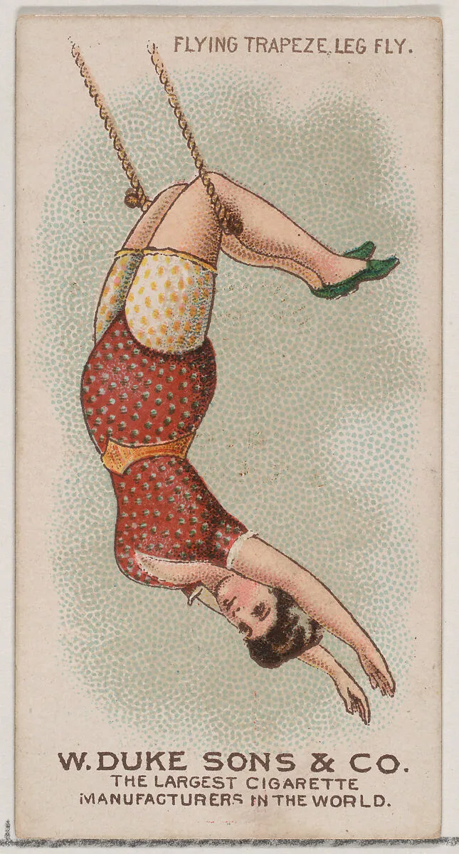 Flying Trapeze Leg Fly, from the Gymnastic Exercises series (N77) for Duke brand cigarettes — W. Duke, Sons & Co.