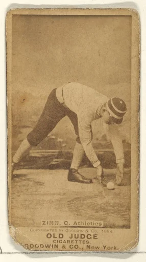 Zinn, Catcher, Philadelphia Athletics, from the Old Judge series (N172) for Old Judge Cigarettes