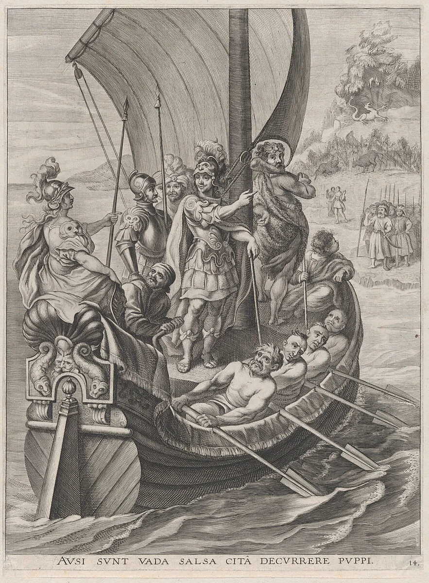 Plate 14: Ferdinand on a voyage with the Argonauts; from Guillielmus Becanus's 'Serenissimi Principis Ferdinandi, Hispaniarum Infantis...' — Jacobus van Schoor|Johannes Meursius