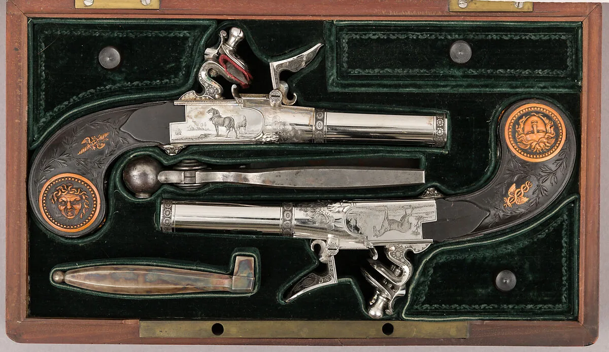 Cased Pair of Double-Barreled Turn-Off Flintlock Pistols — Jean Lepage|Fleury Montagny