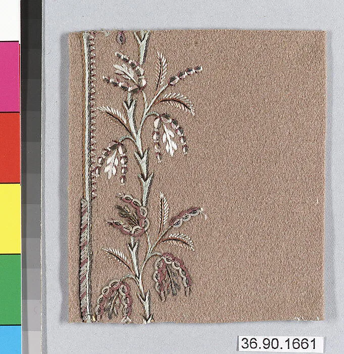 Embroidery sample for a man’s suit — Unknown