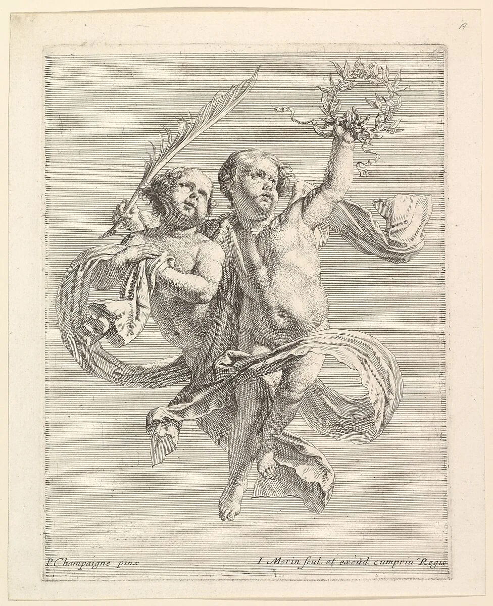 Groupe de deux angelots (regardant vers la droite) — Jean Morin|Philippe de Champaigne