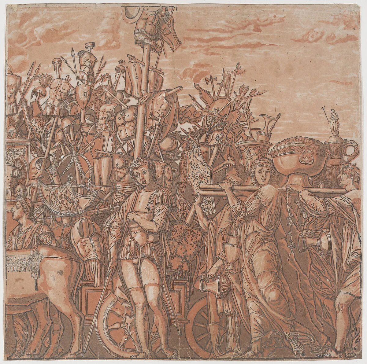 Sheet 3: The trophies of war, from "The Triumph of Julius Caesar" — Andrea Andreani|Andrea Mantegna|Bernardo Malpizzi