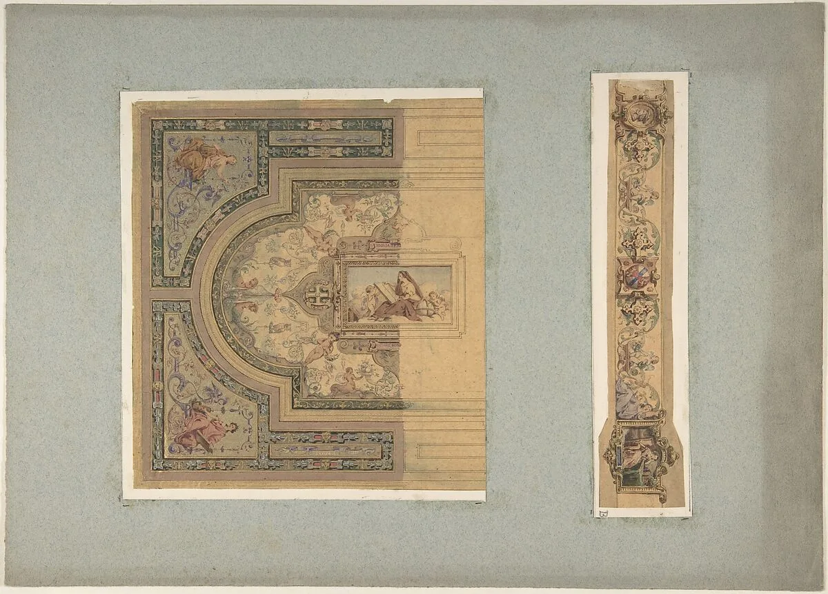 Two Designs for Ceiling with Putti and Allegorical Figures of the Arts — Jules-Edmond-Charles Lachaise|Eugène-Pierre Gourdet