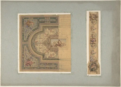 Two Designs for Ceiling with Putti and Allegorical Figures of the Arts