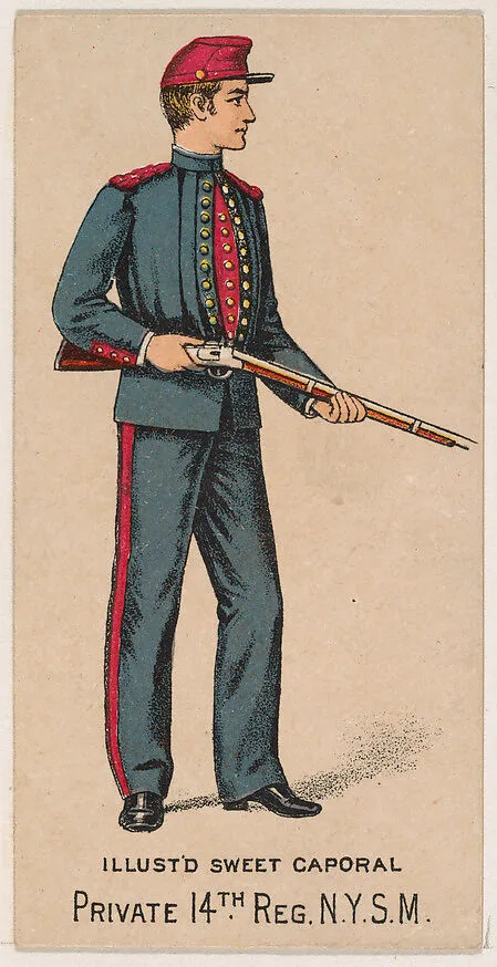 Private, 14th Regiment, New York State Militia, from the Military Series (N224) issued by Kinney Tobacco Company to promote Sweet Caporal Cigarettes — Kinney Brothers Tobacco Company